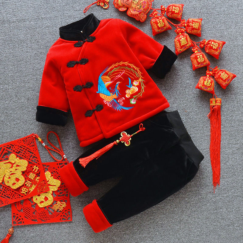 拜年服儿童过年衣服本命年鼠年新年服装女童男童小孩子唐装婴儿棉衣