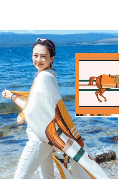 盛世尼曼妻子的旅行章子怡同款丝巾夏季薄款茶卡盐湖防晒披肩女超大沙滩巾