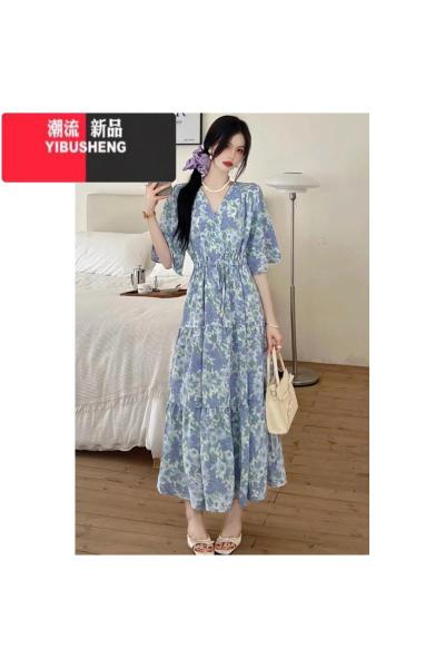 YIBUSHENG201-299蓝色系梦梦季复古法式甜美设计感显瘦裙子连衣裙合辑