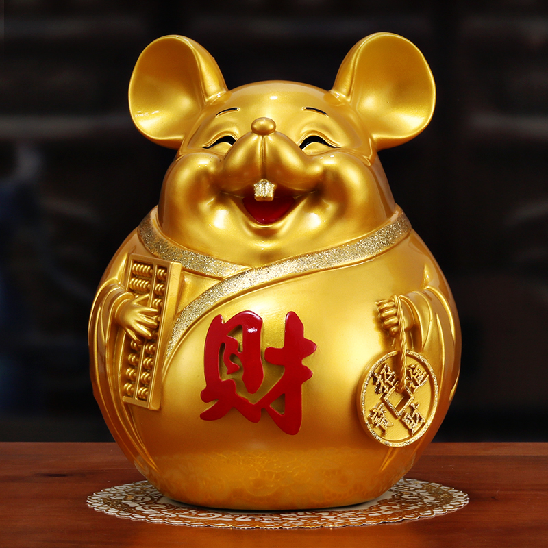 三维工匠鼠年金鼠生肖老鼠存钱罐摆件储蓄罐储钱罐大容量创意可存可