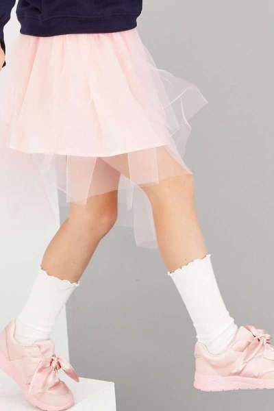 [2件3折价:51]米喜迪mecity童装女童秋装新款不规则层次网纱半身裙
