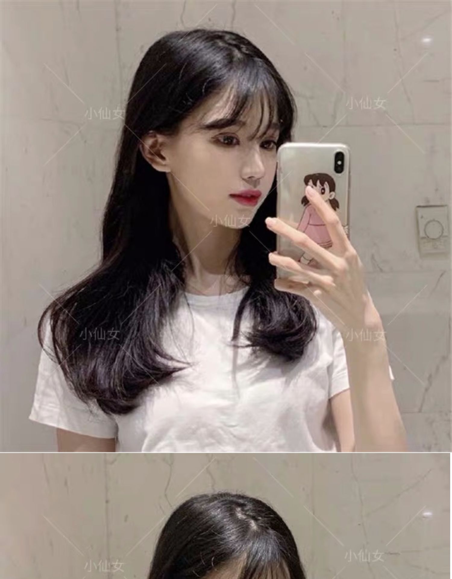 假发女中长发空气刘海逼真自然长直发网红齐肩锁骨发气质长发全头 你