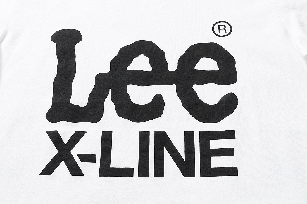 lee x-line系列 男白色圆领logo短袖t恤