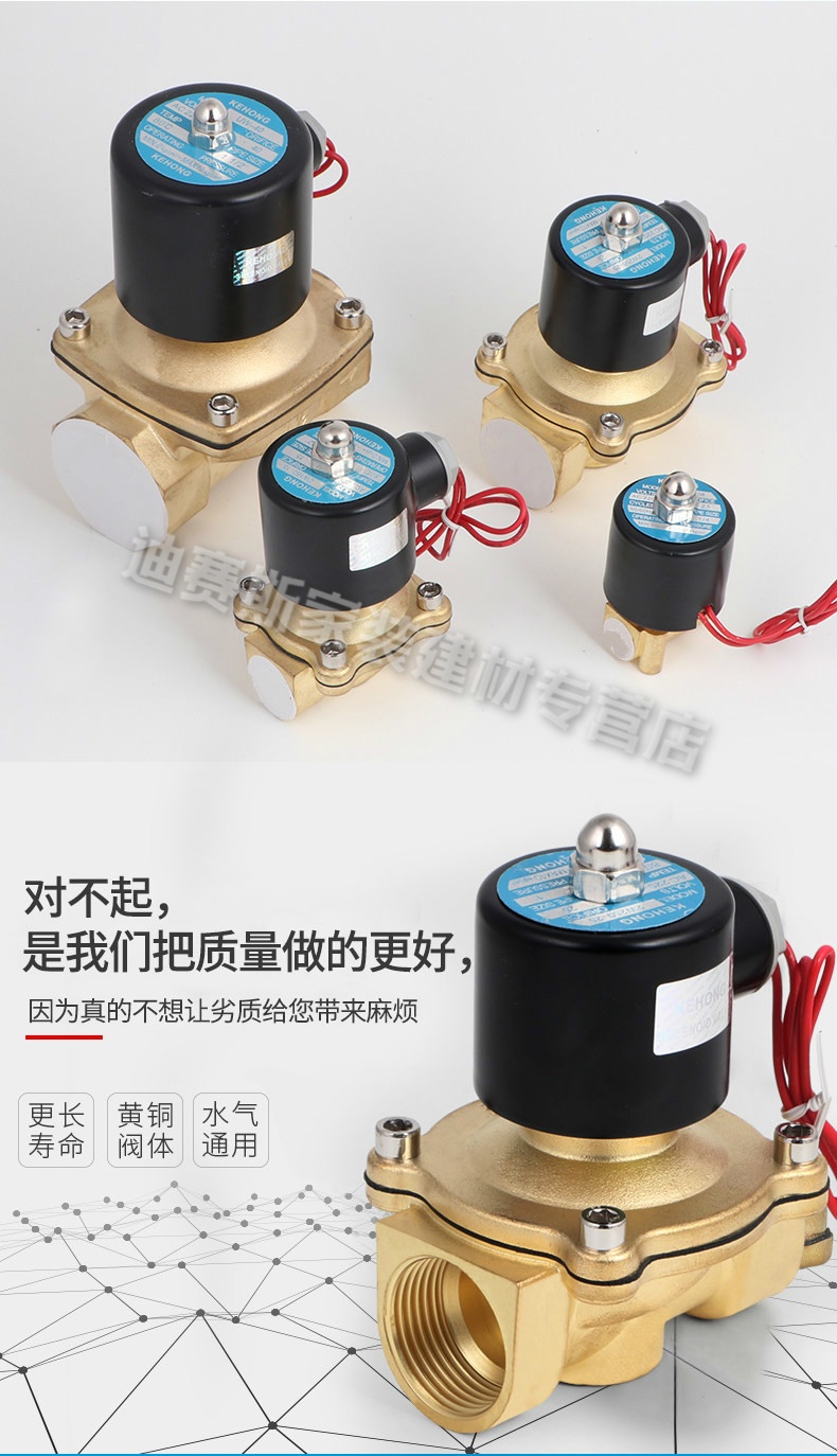 定做全铜常闭电磁水阀电控水阀开关水气两用220v24v12v2分dn8220v2寸