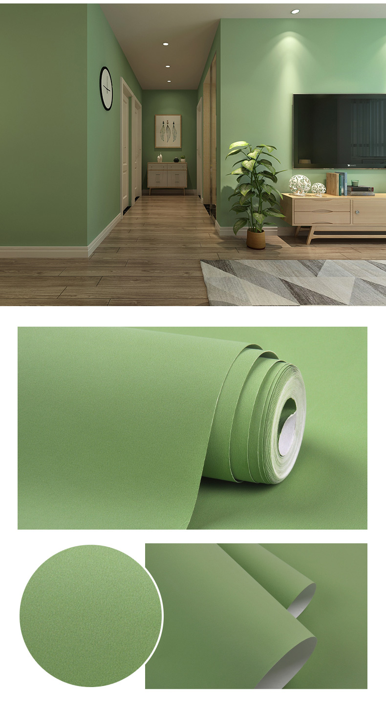 美式复古墨绿色素色纯色墙纸祖母绿闪电客 北欧绿色壁纸卧室背景墙