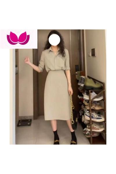 七斓夏季polo衬衫连衣裙子假套装职业轻熟港风长裙气质女装高级感