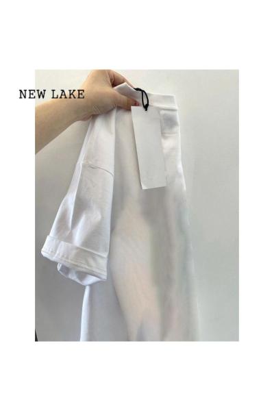 NEW LAKE美式复古纯棉短袖t恤女夏季宽松大码女装设计感小众潮牌上衣