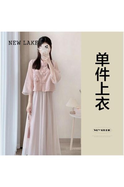 NEW LAKE夏季新中式改良旗袍年轻款女装小个子国风茶服连衣裙子两件套装女