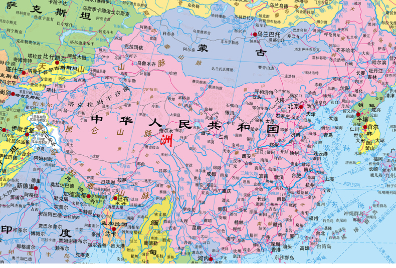 世界地图中国地图2米x15米折叠版中文版世界全图中国全图大型墙贴地理