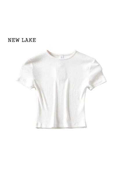 NEW LAKE泫雅风性感修身显瘦短袖t恤女夏基础款圆领紧身短款露脐打底上衣