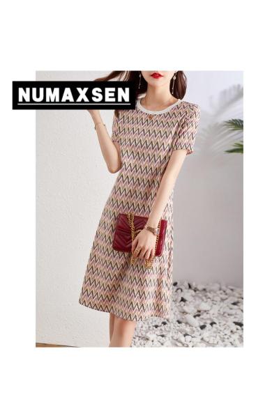 纽曼森(Numaxsen)连衣裙显瘦遮肉女2022年夏季新款时尚百搭休闲舒适透气质裙子