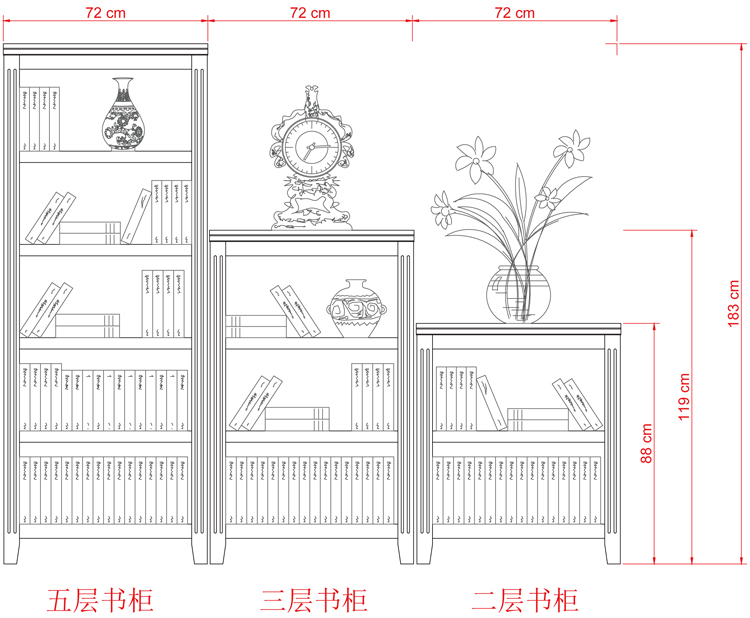 森美人美式简约两层实木书柜书橱储物柜置物柜饰品展示陈列柜餐边柜