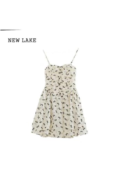 NEW LAKE2024年新款秋装套装甜辣妹蓬蓬裙碎花吊带连衣裙子女装夏季