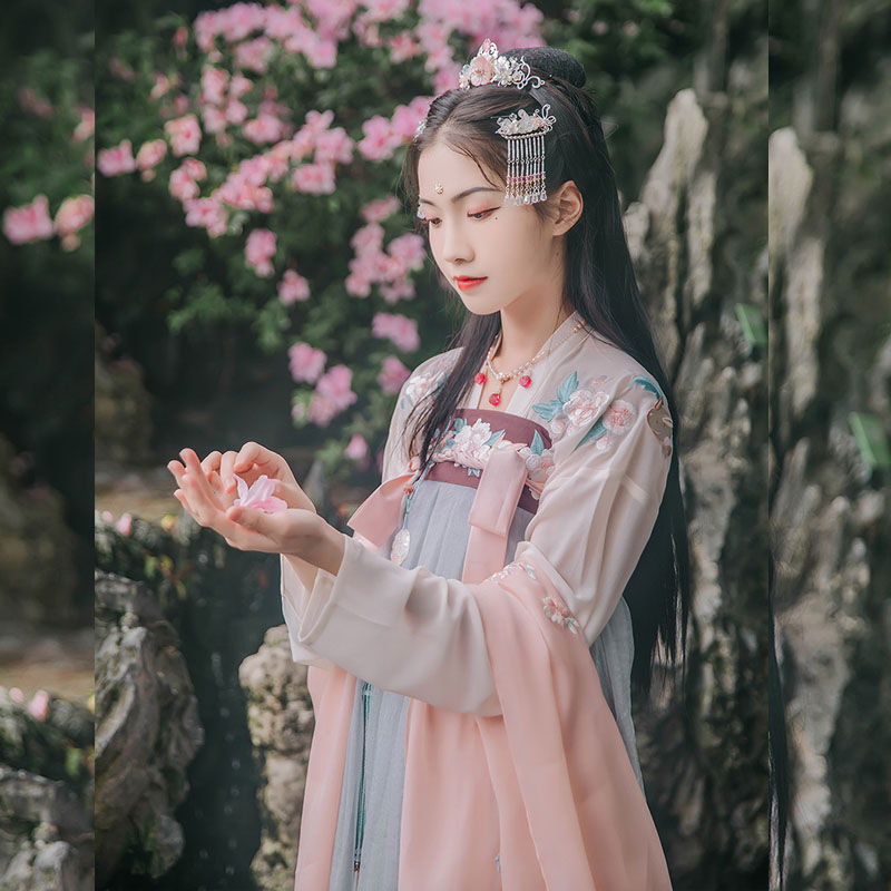 汉服女装襦裙仙女裙中国风学生玉兔汉服女齐胸齐腰襦裙古风改良学生超