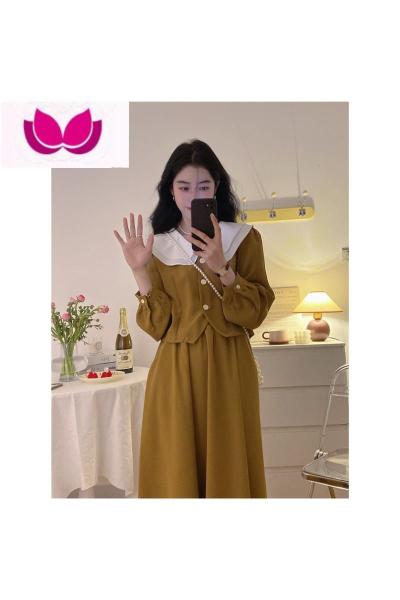 七斓温柔风娃娃领衬衫套装上衣女春季新款学院风显瘦半身裙套裙子