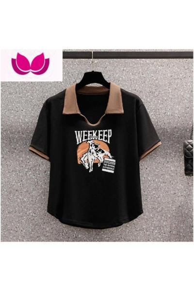 七斓大码女装2023年夏季新款显瘦遮肚子短袖T恤微胖妹妹MM正肩上衣潮