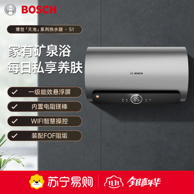 博世(BOSCH)家用电热水器3300W速热一级能效节能家用储水式家用电热水器卫生间洗浴小型防电墙内置电阻镁棒 天池