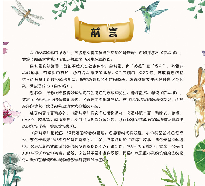 超级新品 1005红贝壳金色童书--森林报:注音版