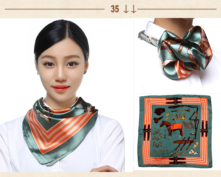 热卖银行空姐工作服工装秋冬韩版百搭商务真丝职业装小方巾丝巾围巾女