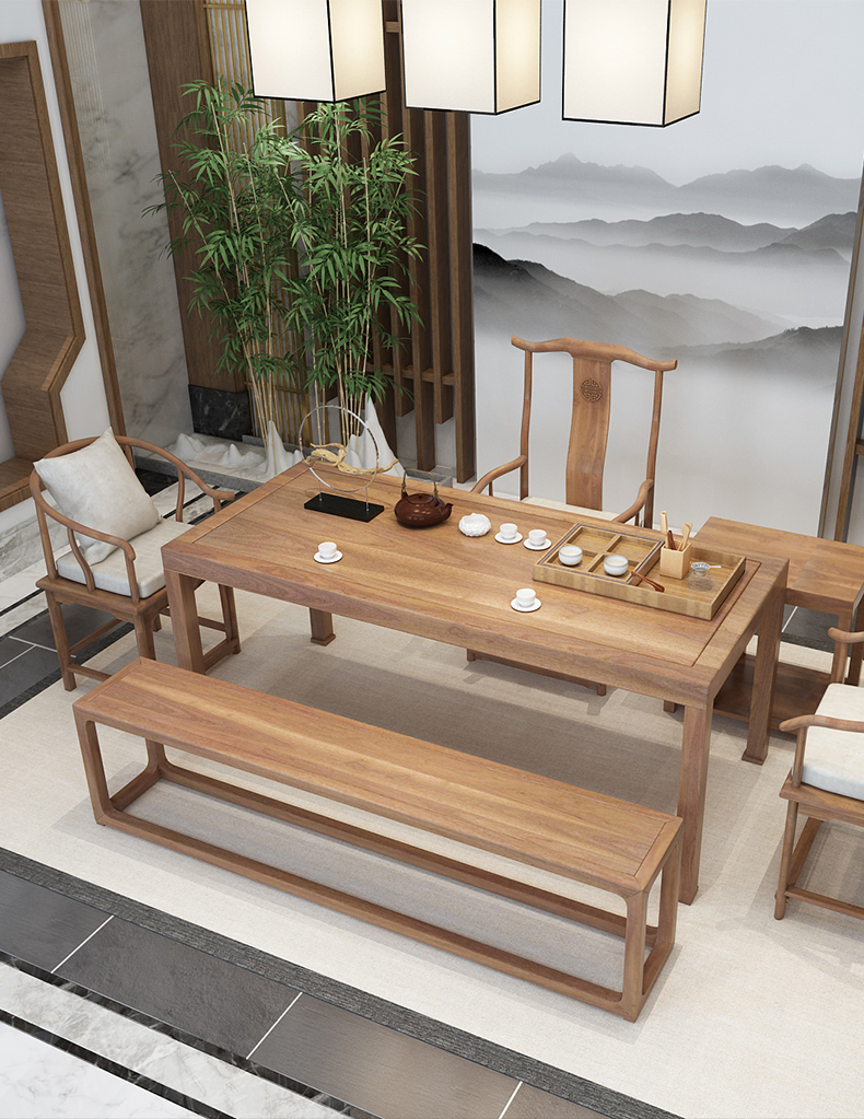 新中式茶几实木客厅简约家用实木禅意泡茶台办公室功夫茶桌椅组合