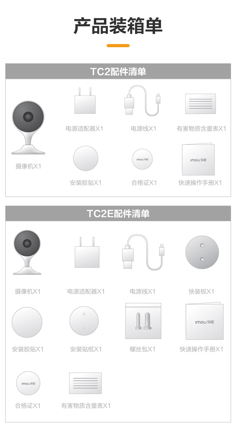 大华乐橙tc2e无线监控摄像头智能摄像头高清网络摄像机家用无线红外