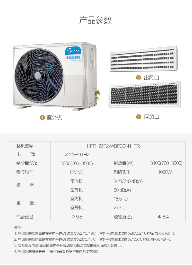 符合国家强制性产品认证(ccc)标准 核心参数 产品类型:风管机 国产