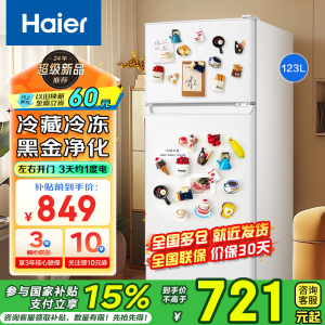 海尔(Haier)冰箱双开门小电冰箱超薄直冷冰箱小型家用租房智能家电省电节能冰箱BCD-123GHTMZ0WV国家补贴