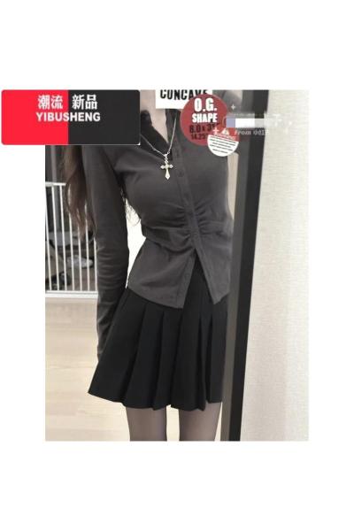 YIBUSHENG春季盐系穿搭小个子御姐高级感纯欲风设计感小众衬衫裙子两件套装