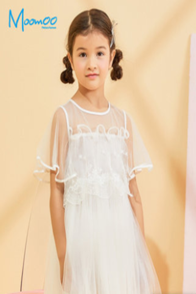 [2件3折价:108]moomoo童装女童连衣裙2020夏季新款洋气女中童公主连衣裙