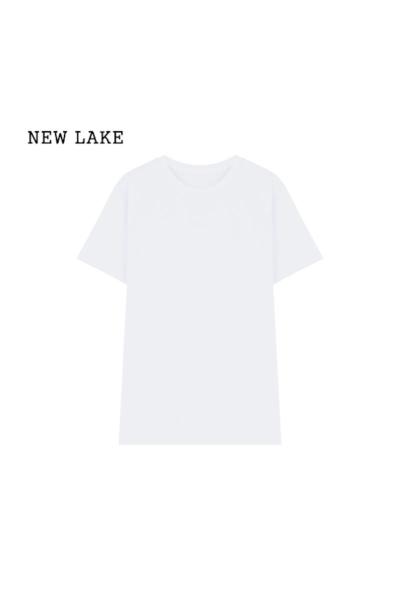 NEW LAKE开春宽松白色短袖T恤上衣女2024新款纯色基础打底衫ins潮