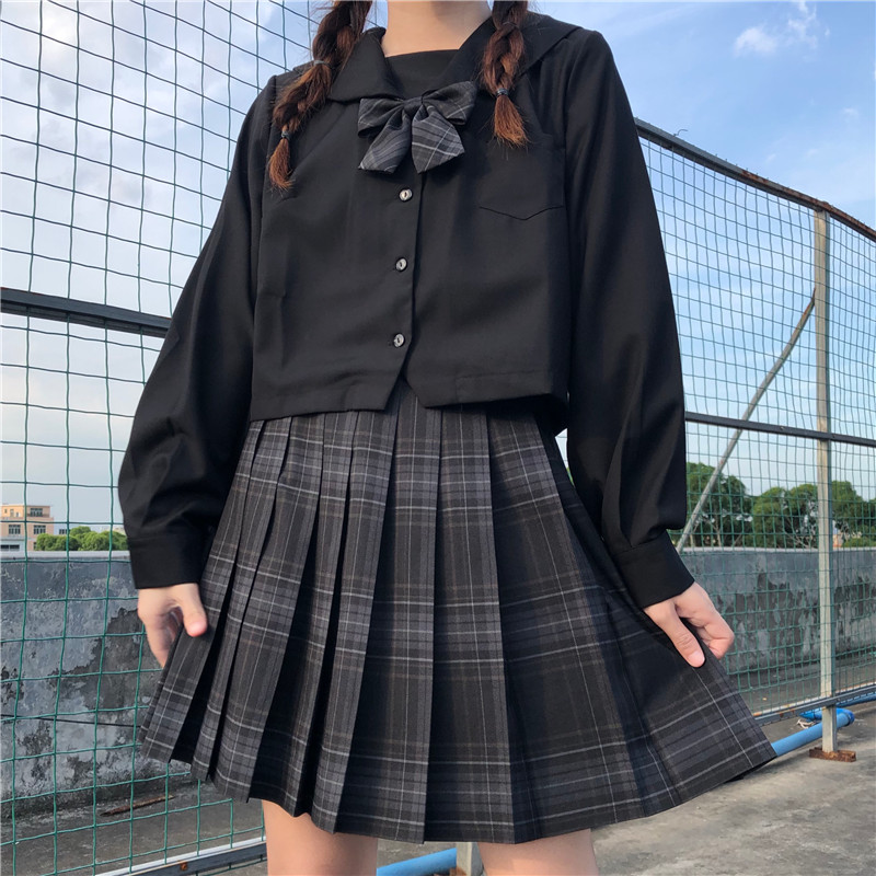 eddieeva水手服短款关西关东襟短袖白衬衣基础款jk制服白衬衫上衣女
