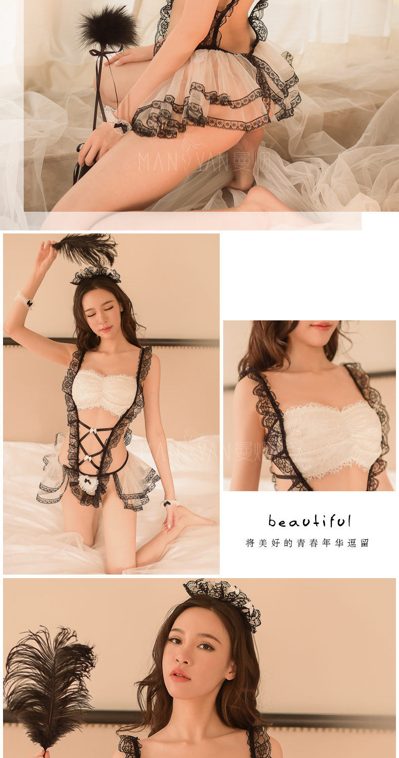 默认尺寸 性感情趣内衣骚制服透明挑逗女仆激情套装三点式小胸衣服女