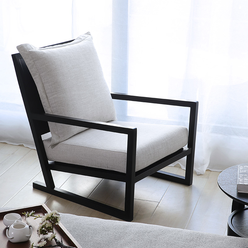 放心购欧因北欧单人沙发椅简约阳台休闲创意现代单椅客厅实木卧室椅子