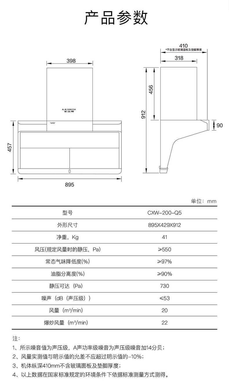 左右分吸设计 无级变速风机 两段式易拆洗滤网 cxw-200-q5