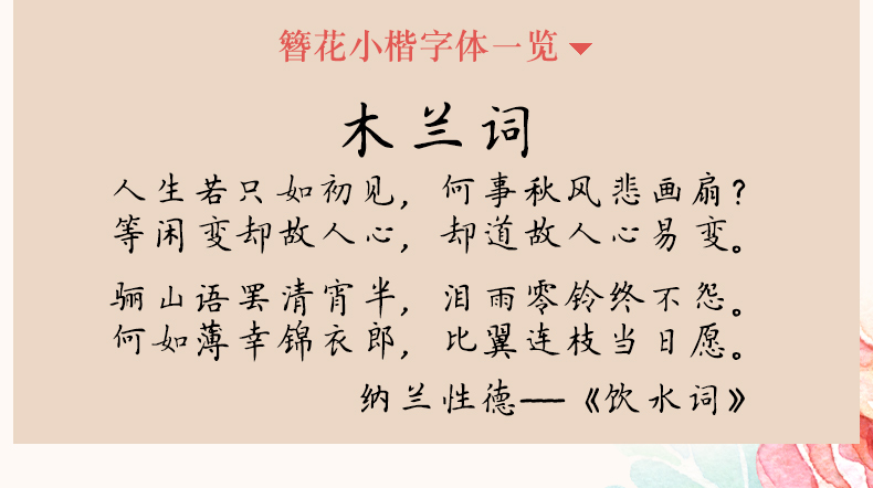 卫夫人簪花小楷临摹硬笔字帖女生字体漂亮书法成人钢笔练字帖速成纳兰