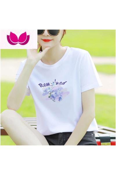 七斓白色短袖t恤女装2023年新款夏装宽松半袖体恤女士夏款上衣服