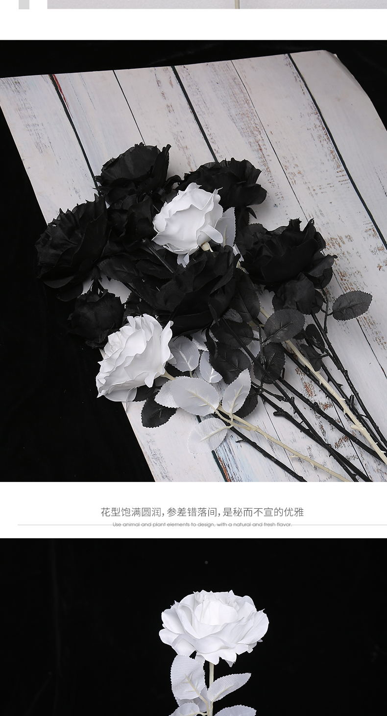 仿真黑色玫瑰花暗黑系风格写真拍照摄影道具哥特式玫瑰假花装饰封后