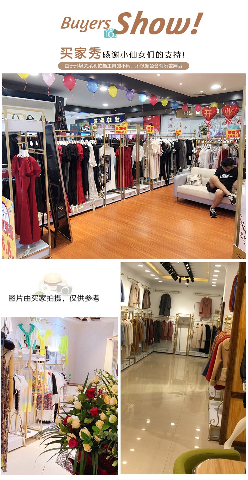 法耐fanai服装店展示架落地式女装店侧挂货架陈列架欧式金色组合衣服