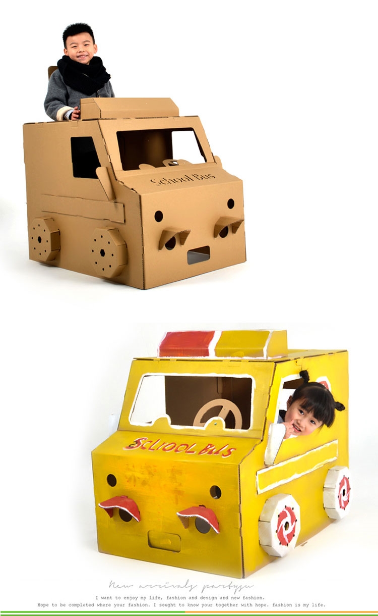 智扣拼装模型玩具acf5567 儿童纸箱玩具坦克车可穿戴纸板汽车智扣幼儿