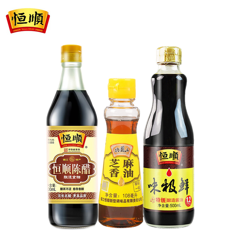 恒顺陈醋醋500ml 恒顺北固山芝麻油108ml 恒顺味极鲜500ml