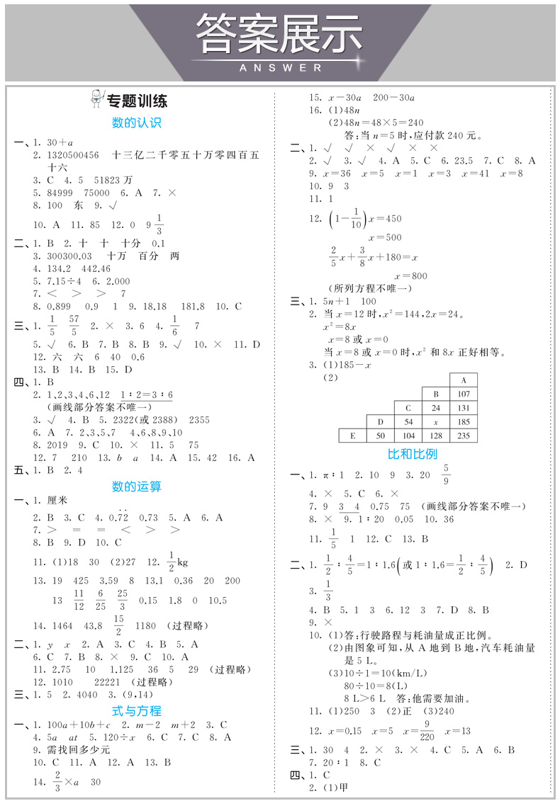 3小升初总复习考前讲练测 数学 通用版 53天天练小升初数学试卷模拟卷