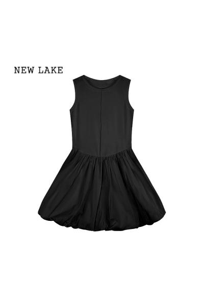 NEW LAKE芭蕾风连衣裙设计感背心裙女装夏季小众收腰显瘦蓬蓬裙白色短裙子