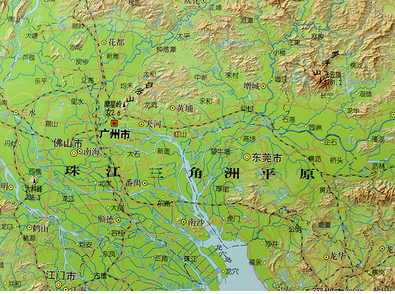 [友一个正版]广东省地形图地图挂图1.15米x0.