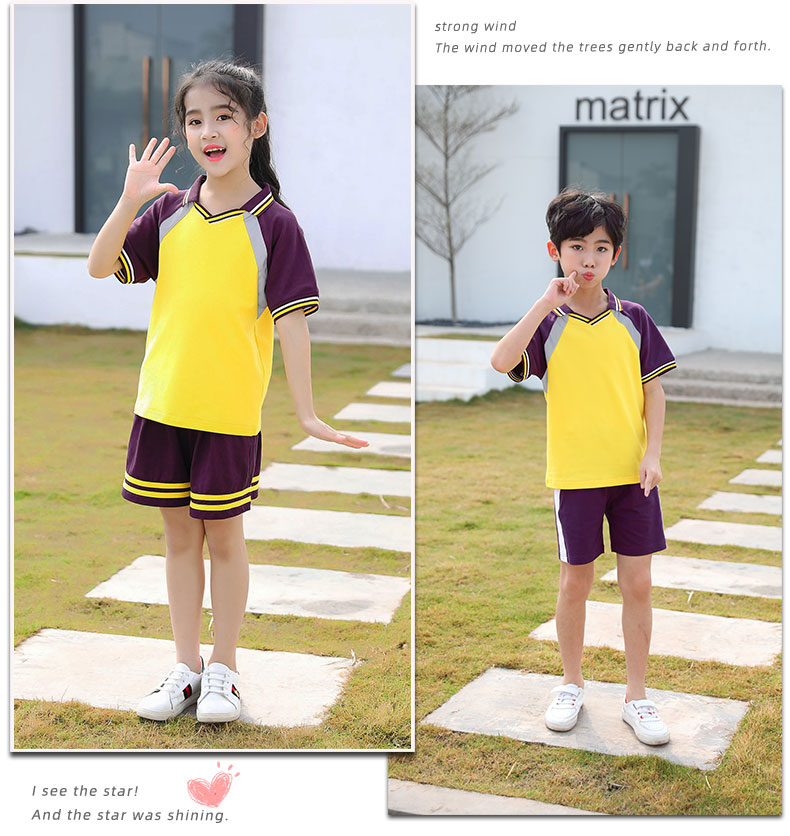 珠海市斗门区小学生校服秋装长袖男生女孩纯棉运动装夏装短袖套装男生