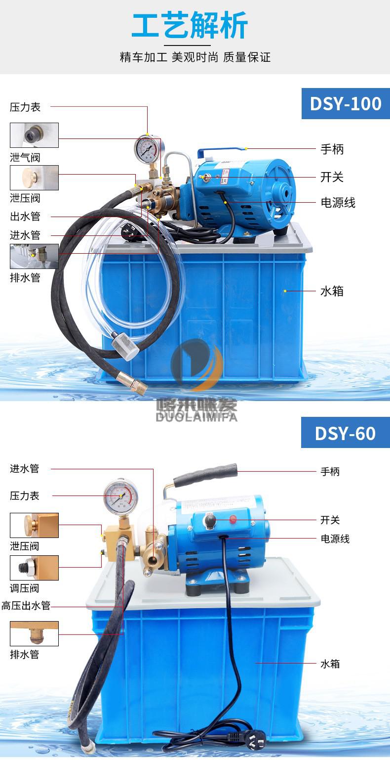 定做dsy-60100手提式手动电动试压泵ppr水管道试压机打压泵打压机