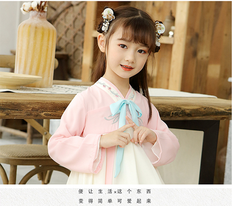 女童汉服中国春秋款仙襦裙雪纺儿童唐装长袖女宝宝古装连衣裙