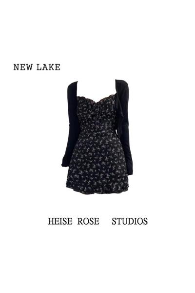 NEW LAKE法式碎花裙吊带裙雪纺连衣裙女夏季2024新款茶歇气质显瘦绝美短裙
