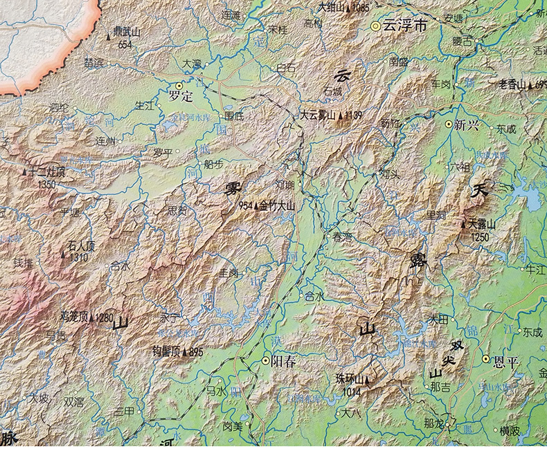9米 广东省地势图挂图 地貌挂图一目了然 办公2330i地》广东省地图