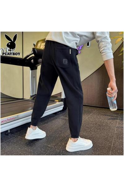 花花公子束脚卫裤男士春季潮流重磅运动裤百搭哈伦休闲长裤子男款