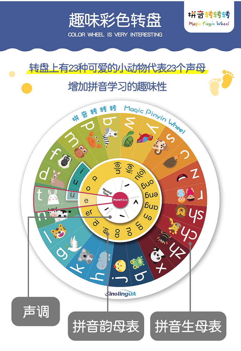 拼音转转转小号学生版玩转拼音拼音游戏转盘教具36岁小孩学拼音转盘